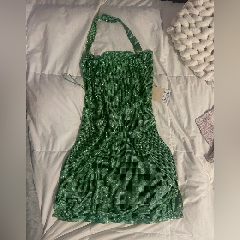 Meshki Low Back Diamante Mini Dress NWT